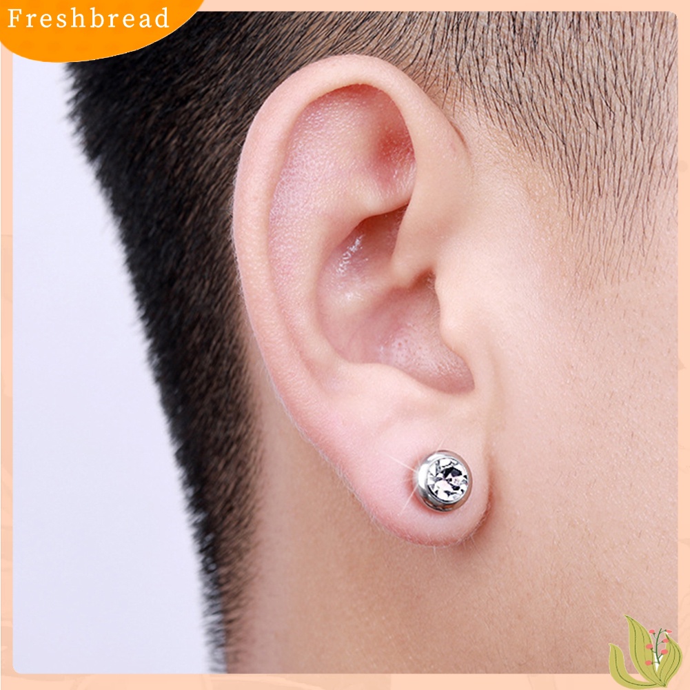 &lt; Freshbread &gt; Unisex Berlian Imitasi Stainless Steel Ear Stud Earrings Helix Piercing Perhiasan Hadiah