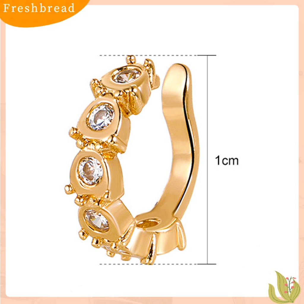 &lt; Freshbread &gt; 1Pc Jantung Berongga Tanpa Tindik Klip Telinga Lapisan Ganda Cubic Zirconia Klip Tulang Telinga Perhiasan Fashion