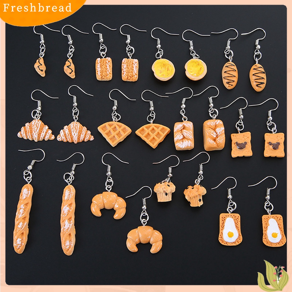 &lt; Freshbread &gt; 1pasang Anting Drop Roti Lucu Perhiasan Tahan Lama Cerah Luster Hook Earrings Untuk Pakaian Sehari-Hari