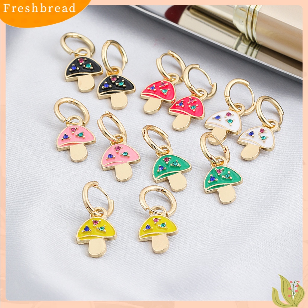 < Freshbread > 1pasang Anting Wanita Menjuntai Perhiasan Lapis Jamur Warna Permen Anting Gesper Telinga Untuk Pesta