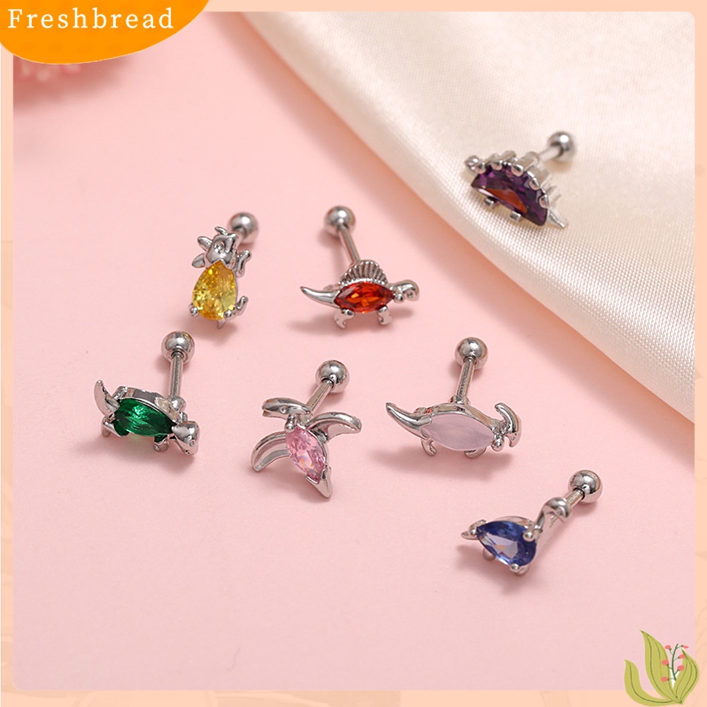 &lt; Freshbread &gt; 1Pc Bentuk Dinosaurus Kecil Wanita Anting Alloy Cubic Zirconia Stud Earring Perhiasan Aksesori