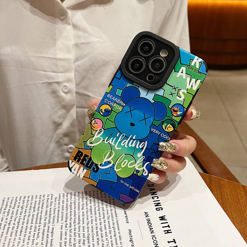 Leather Soft Case iP iPhone 7 8 Plus SE 2020 X XR XS Max 11 12 13 14 Pro Max 14 Plus Phone Case Camera Protect Blue Violent Bear Men‘S fASHION