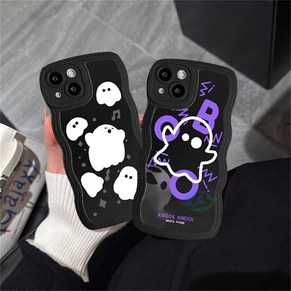 Realme C55 10 C30 C31 C35 C21Y C25Y RealmeC11 2021 C15 C25 C17 C12 C3 C2 Realme 8i 7i 5 5i 6i 7 Pro Kartun Lucu Hantu Tepi Melengkung TPU Case Handphone Binteacase