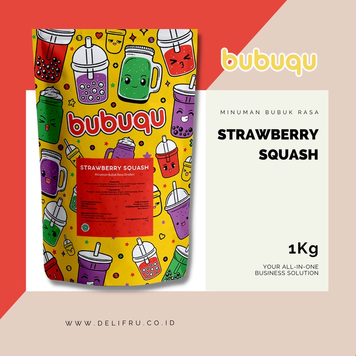 

[Bubuk Minuman Aneka Rasa] Bubuqu Powder Drink Strawberry - Bubuk MInuman Strawberry 1 Kg