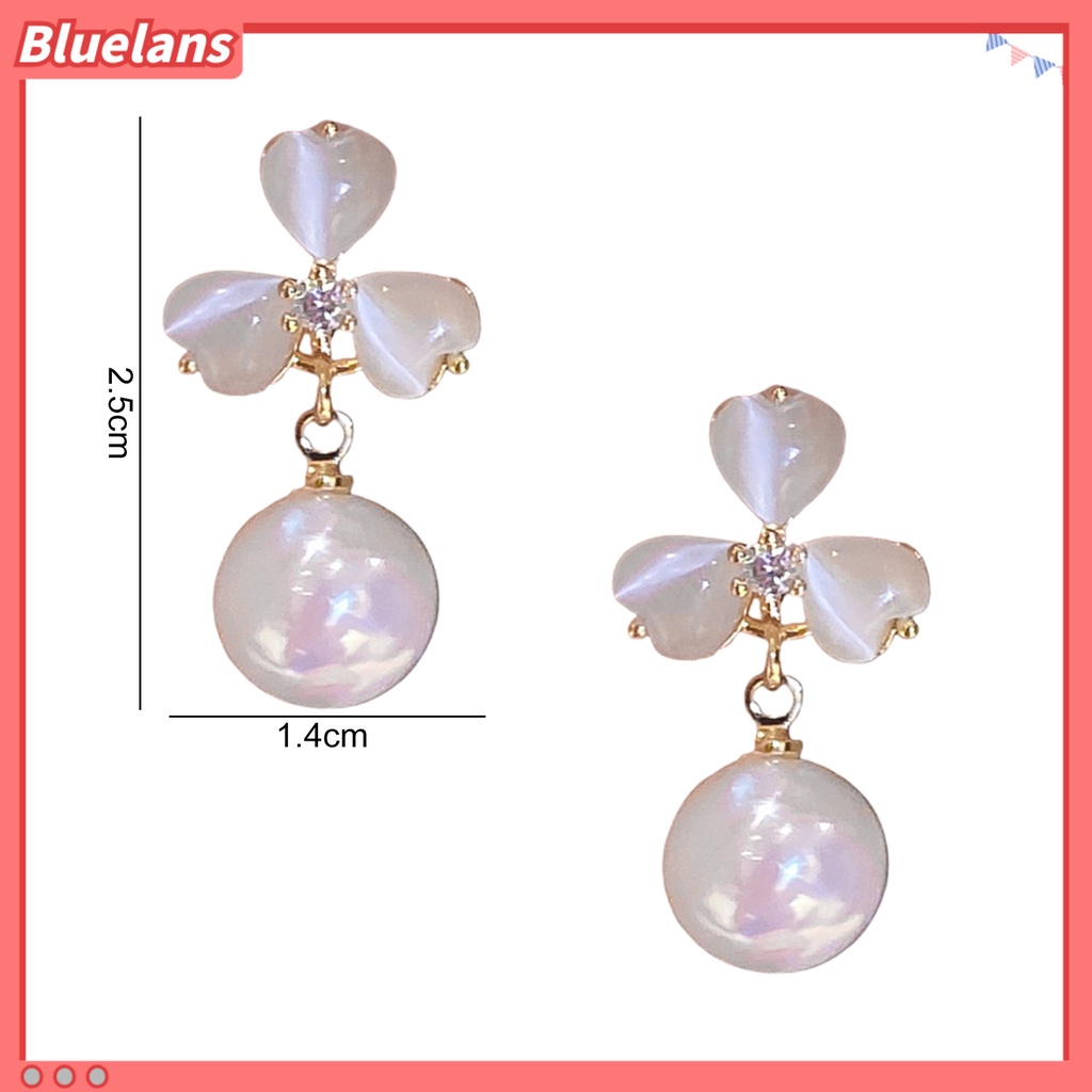 {In Stock} 1pasang Anting Stud Dainty Elegan Temperamen Gaya Perancis Mutiara Imitasi Opal Bunga Wanita Drop Earrings Perhiasan Aksesoris