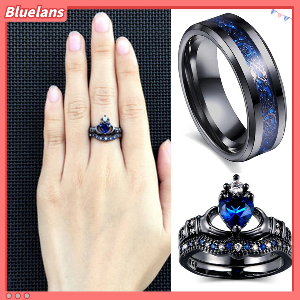 {In Stock} Cincin Wanita Berlian Imitasi Mengkilap Stainless Ringan Cincin Jari Pasangan Untuk Hari Valentine