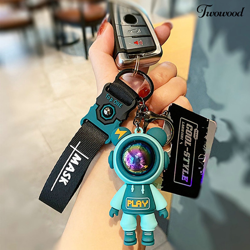Twowood Gantungan Kunci Handmade DIY Jumbai Anti Jatuh PVC Lucu Warna-Warni Beruang Ransel Liontin Perhiasan Aksesoris