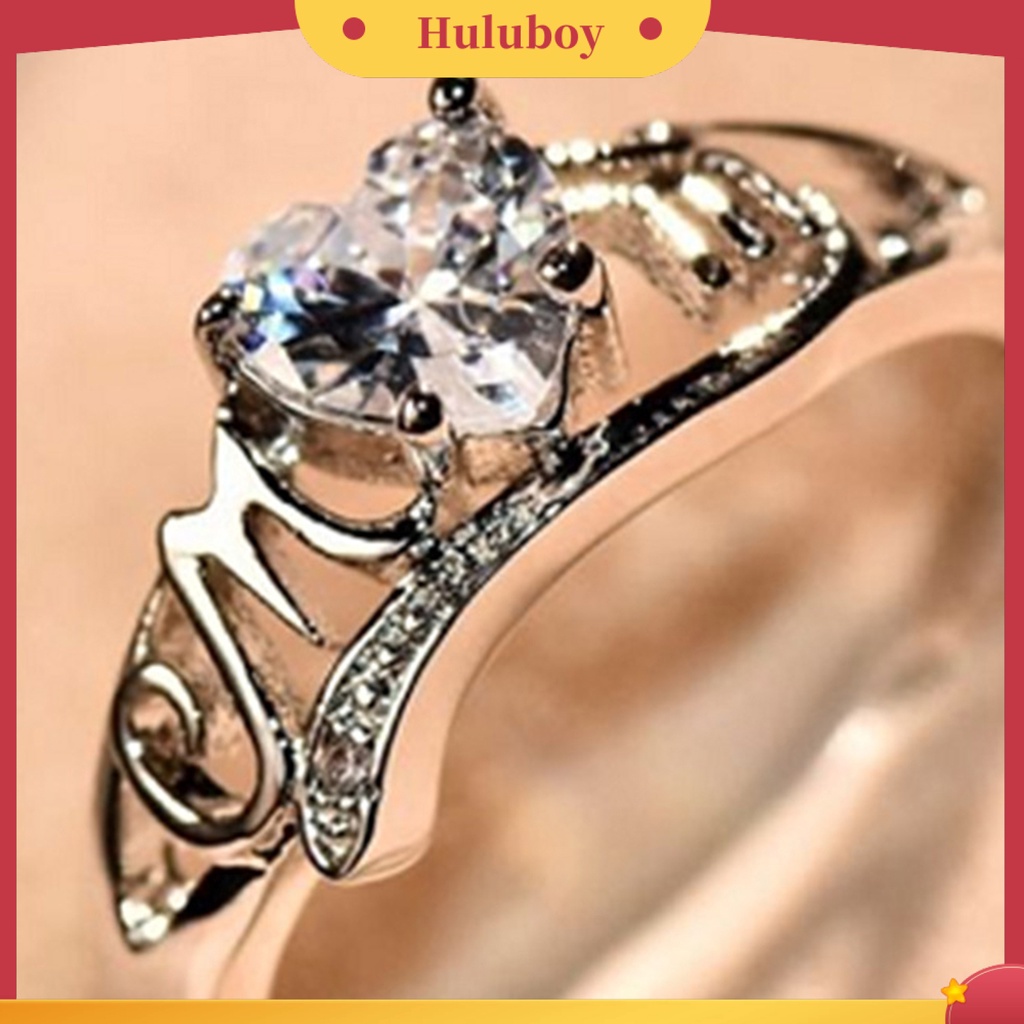 {Ready Stock} Cincin Wanita Cinta Hati Electroplated Cubic Zirconia Bentuk Hati Jari Cincin Perhiasan Untuk Pertunangan