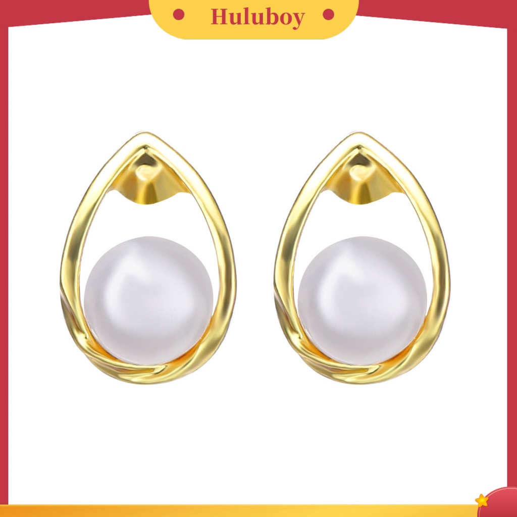 {Ready Stock} 1pasang Anting Wanita Gaya Perancis Retro Elegan Berlapis Emas Hypoallergenic Hadiah Fashion Perhiasan High Gloss Faux Pearl Cross Ladies Earrings Untuk Pesta