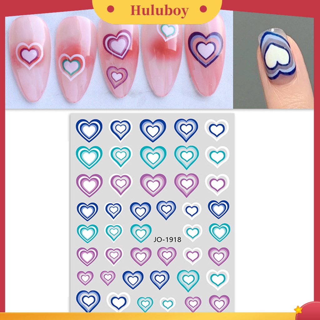 {In Stock} Stiker Kuku Perekat Diri Tahan Air Eye-catching Cinta Hati Cetak Kuku Stiker DIY Nail Art Gadget Hadiah Ulang Tahun