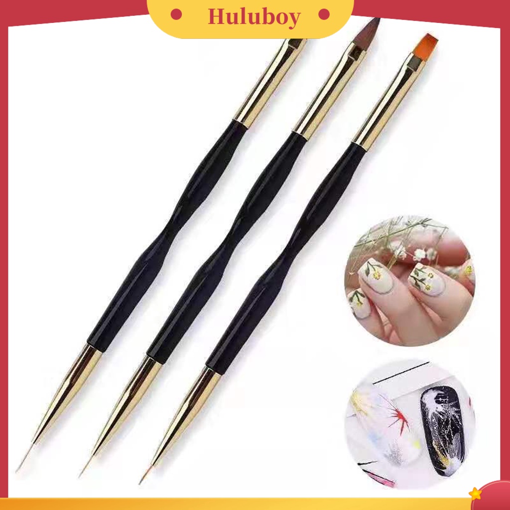 {In Stock} Nail Art Pen Dual Head Comfortable Grip Ergonomic Handle Ultra-light Aplikasi Lebar Dekoratif Sikat Kuku Plastik Lukisan Liner Pen Manicure Design Perlengkapan Kuku