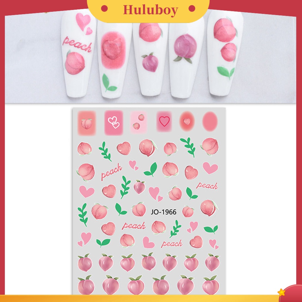 {In Stock} Stiker Kuku Pola Indah Warna Vibrant Perekat Diri Ultra-Tipis Kuat Lengket Dekoratif 6gaya Strawberry Cherry Fruit Bertema Nail Art Decal Perlengkapan Kuku