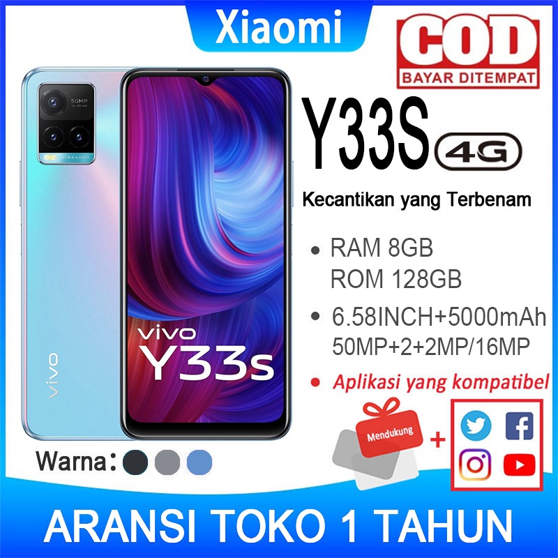 VIVO Y33S HP 6/128GB Garansi Store 1 Tahun Original Brand New Phone 6.58 inches Dual SIM 50MP+16MP Handphone COD