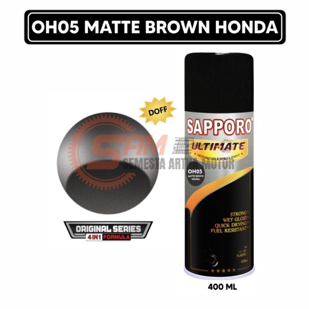 

Pilox Sapporo Ultimate OH05 Matte Brown Honda 4IN1 Cat Semprot 400ml Pilok Aerosol Spray