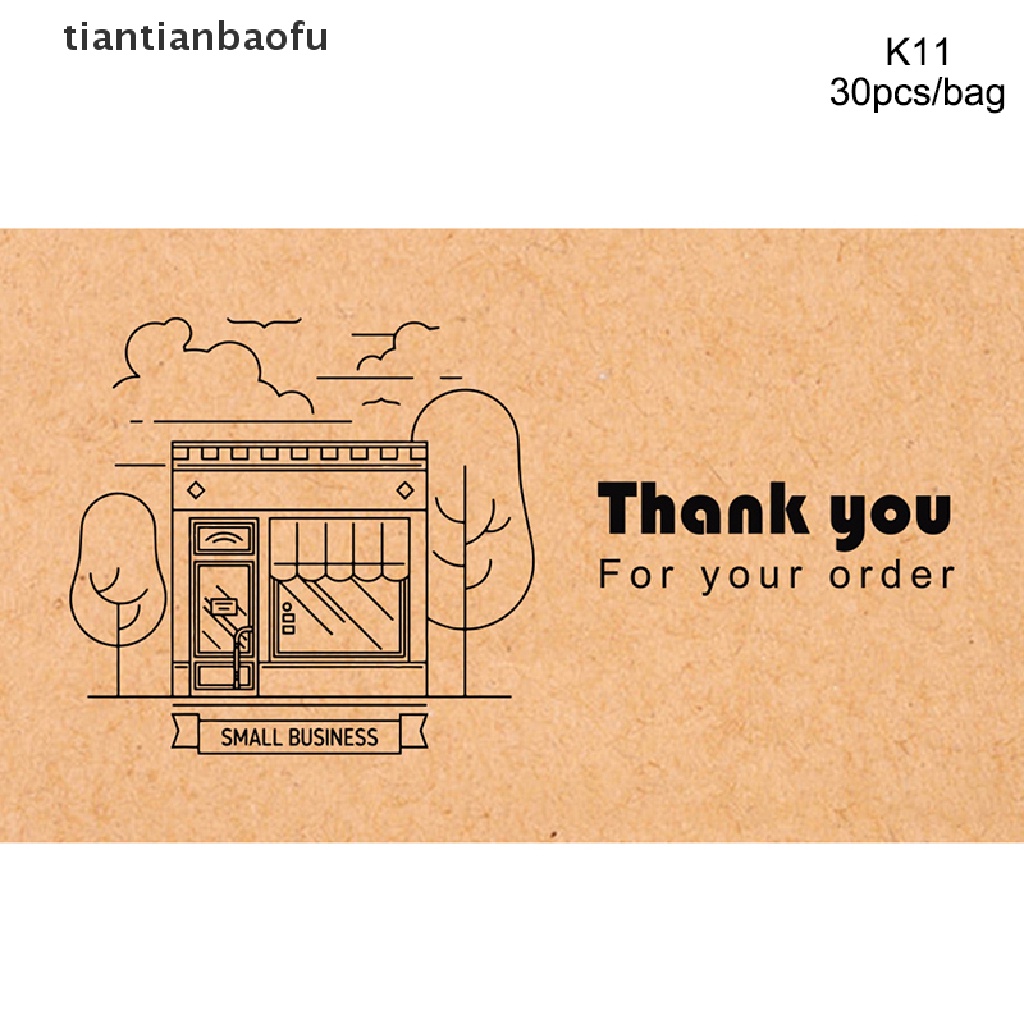 [tiantianbaofu] 30pcs Natural Kraft Paper Card Thank You For Your Order Card Untuk Dekorasi Butik