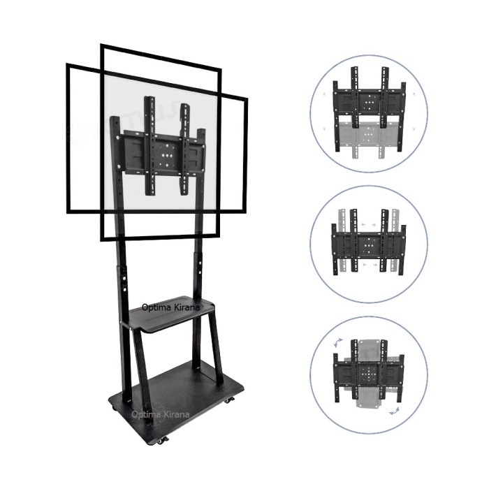 Bracket TV Cart Standing Berdiri Roda TC1700R Rotary Putar 32 65 70 75