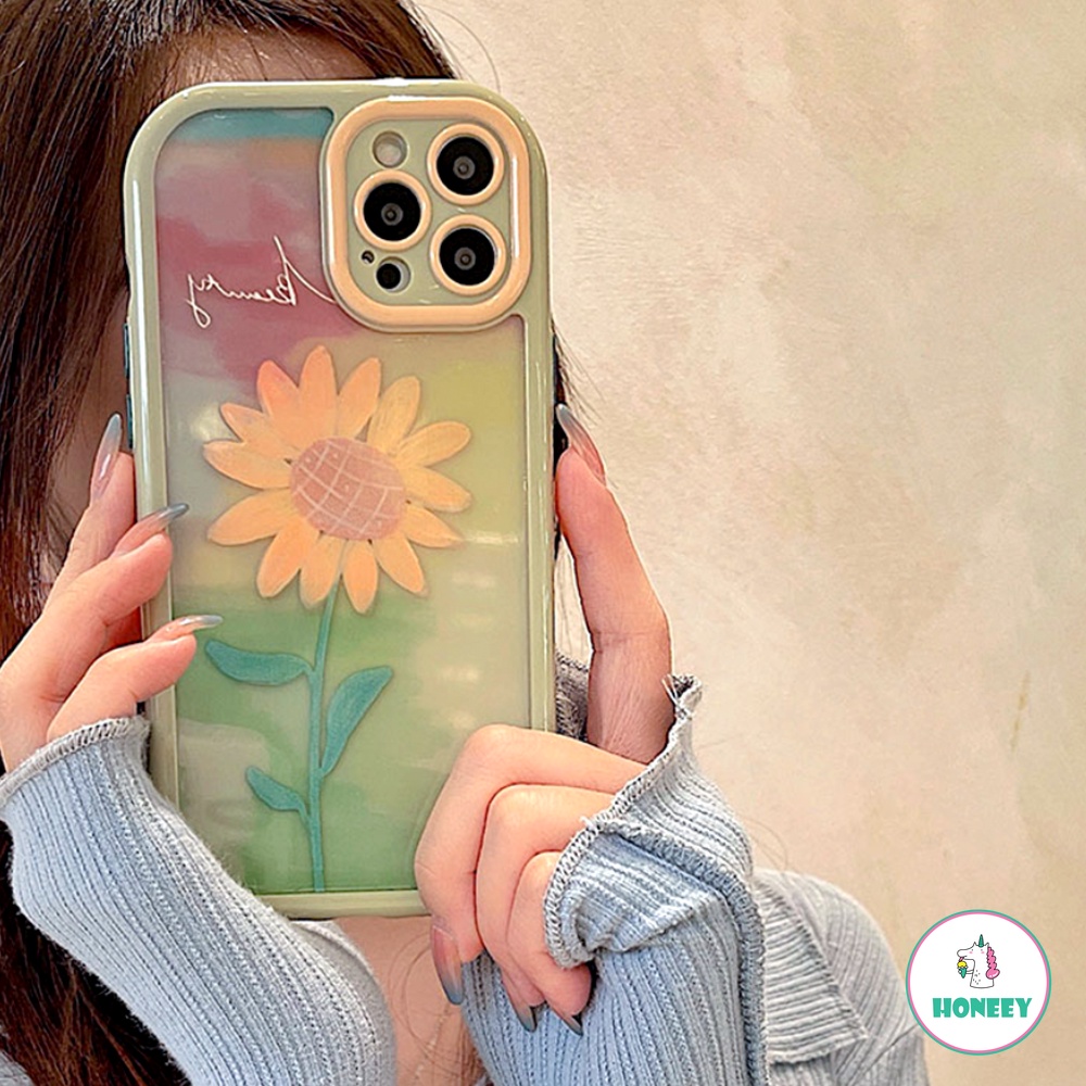 Casing Motif Bunga Matahari Untuk Iphone14 13 11 12 Pro Max Rainbow Cover Cases Untuk IPhone X XR XS Max14 Plus Shockproof Back Cover Shell