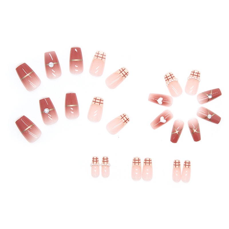 24 Pcs Panjang Balet Frosted Kuku Palsu Tempel Matte Fake Nail Dengan Lem Tekan Pada Kuku
