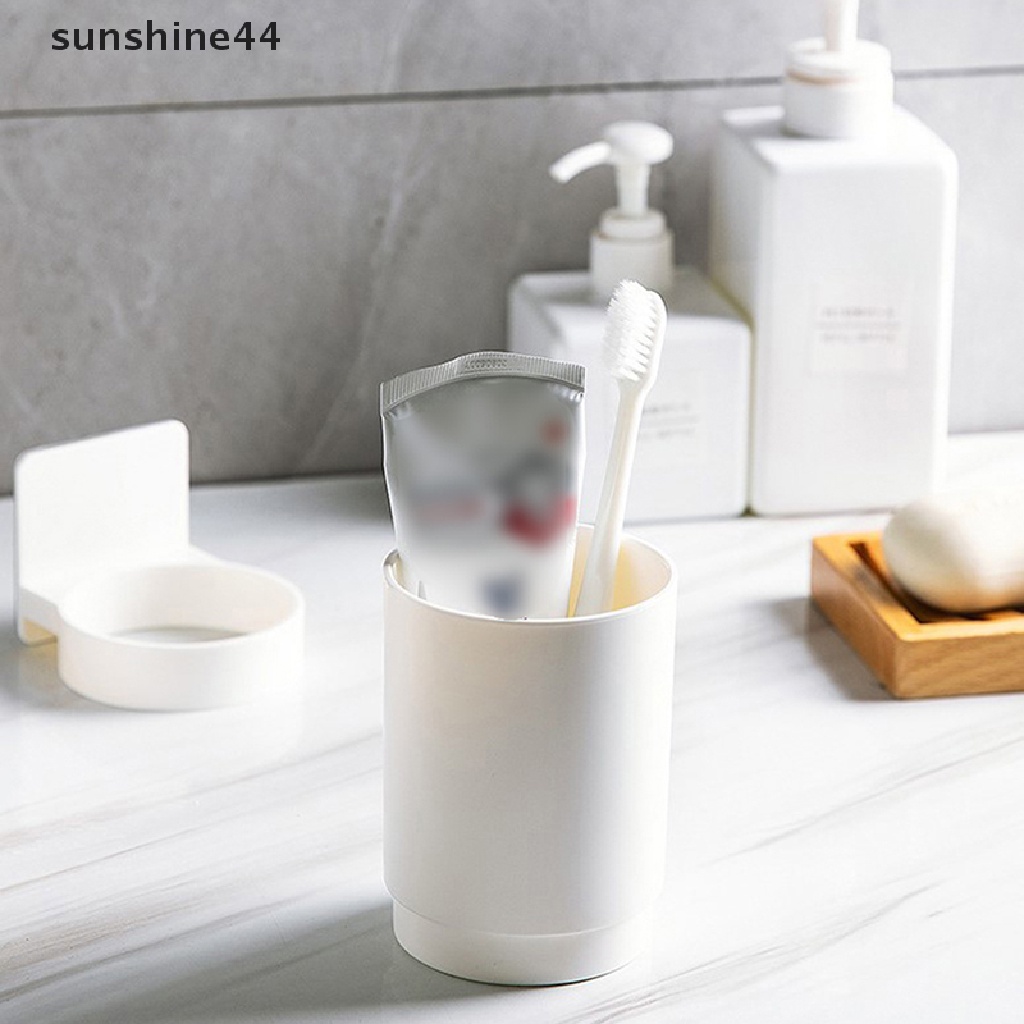 Sunshine 1Pc Tempat Sikat Gigi Tempel Dinding Sederhana Pasta Gigi Gelas Kumur Holder ID