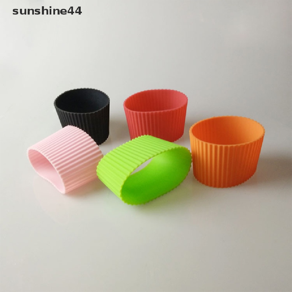 Sunshine Silicone Non-slip Mug Sleeve Penutup Botol Kaca Peredam Panas Bottle Sleeves ID