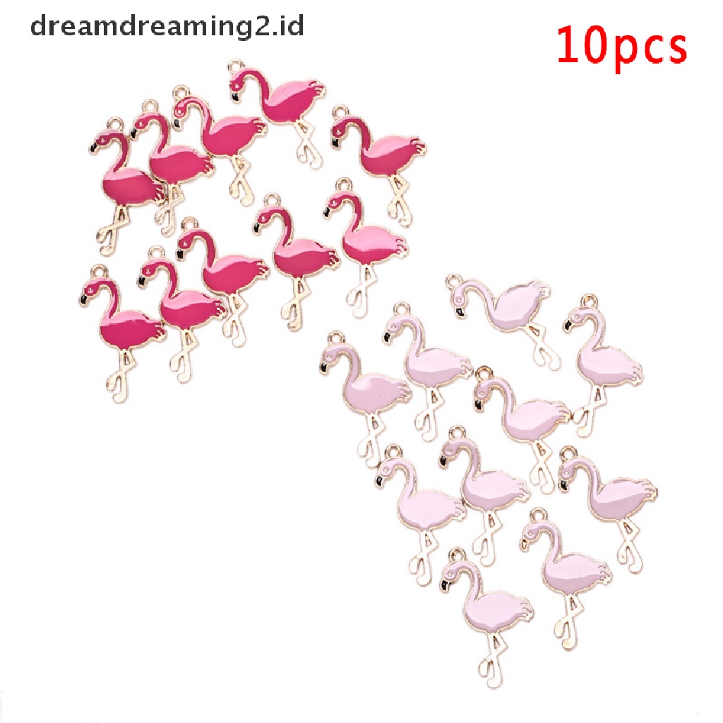 (hot) 10pcs/lot Alloy Enamel Flamingo Ch Pedant Kerajinan Temuan Perhiasan DIY Hadiah//