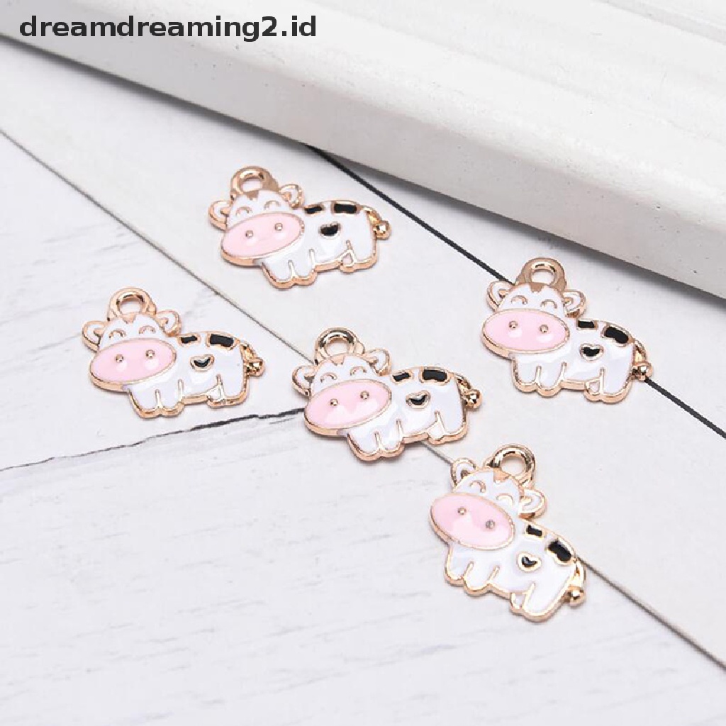 (hot) 10pcs Enamel Sapi Perah Sapi Ch Liontin DIY Gelang Membuat Perhiasan Craft//