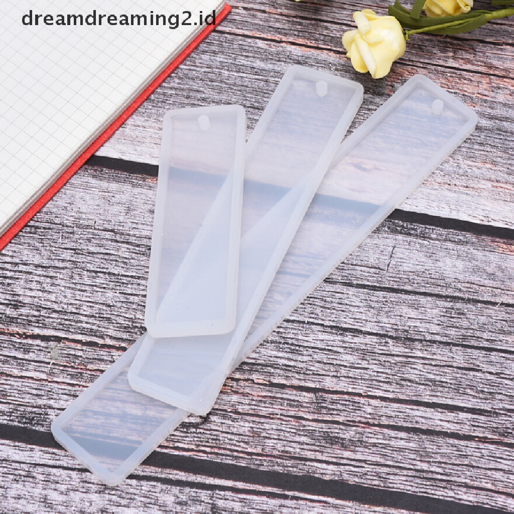 (hot) 3pcs Persegi Panjang Bookmark UV Cetakan Silikon Epoxy Resin Mold DIY Membuat Kerajinan Tangan//