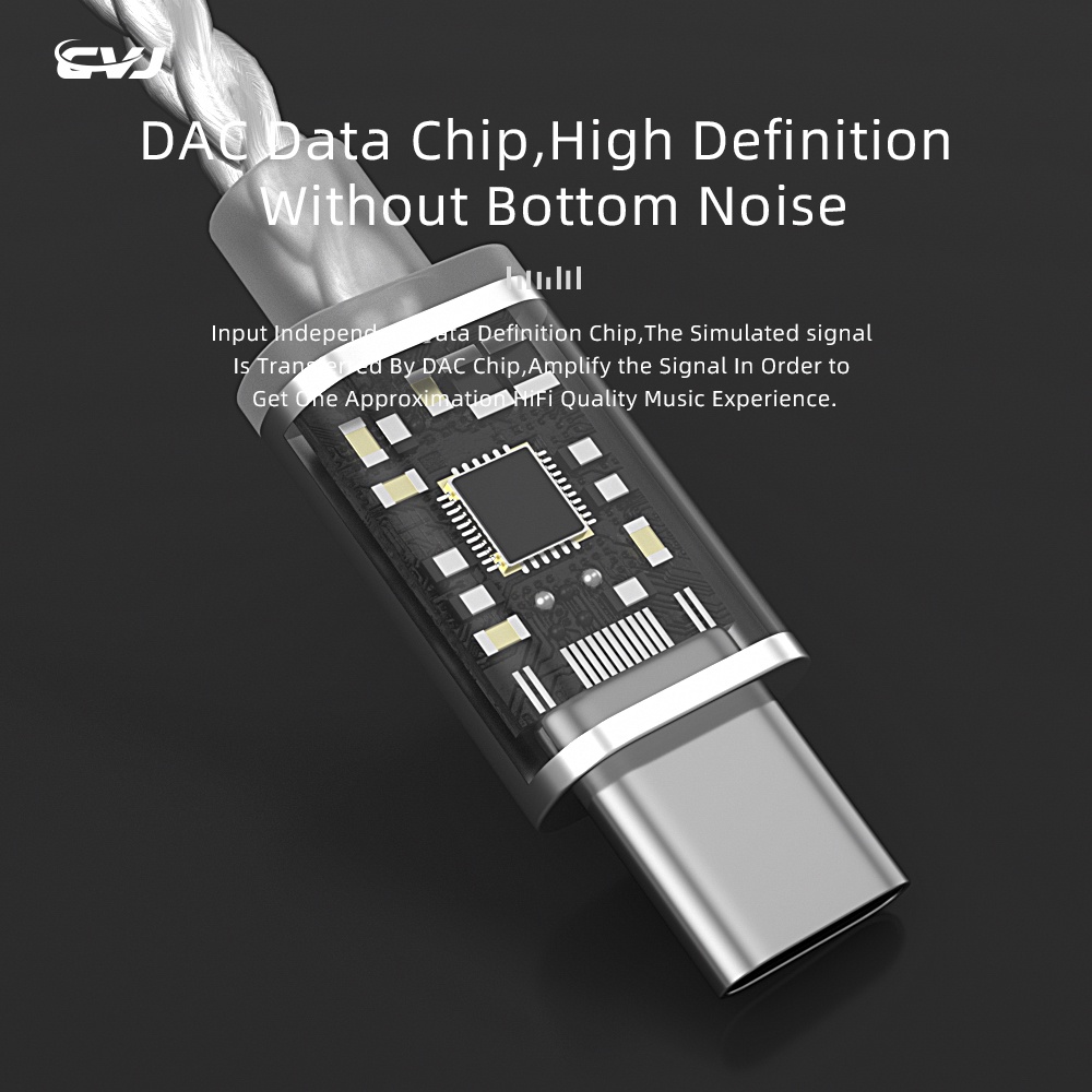 Cvj V5 TYPEC DAC HD-Decoded Lossless Silver-Layer HiFi Kabel Upgrade Dengan Mikrofon MMCX/0.75/0.78 Untuk KZ TRN CCA CSK