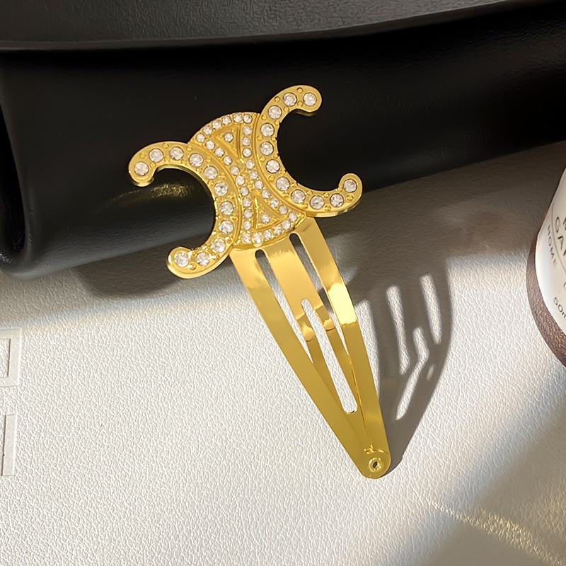 Vintage Mewah Emas Dan Perak Berlian Jepit Rambut Korea Manis Double C-Huruf Jepit Rambut Arc De Triomphe Alloy Hair Clip Untuk Wanita