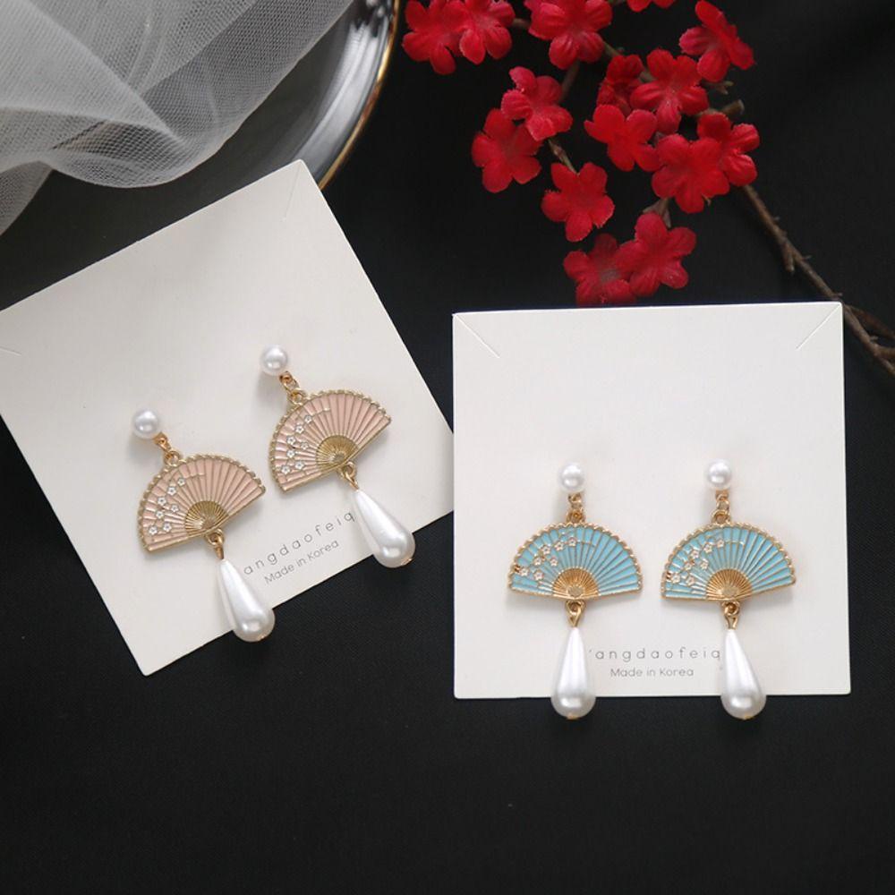 Mxbeauty Anting Gaya Cina Geometri Vintage Kipas Fashion Rumbai Klasik Perempuan Menjuntai Earrings