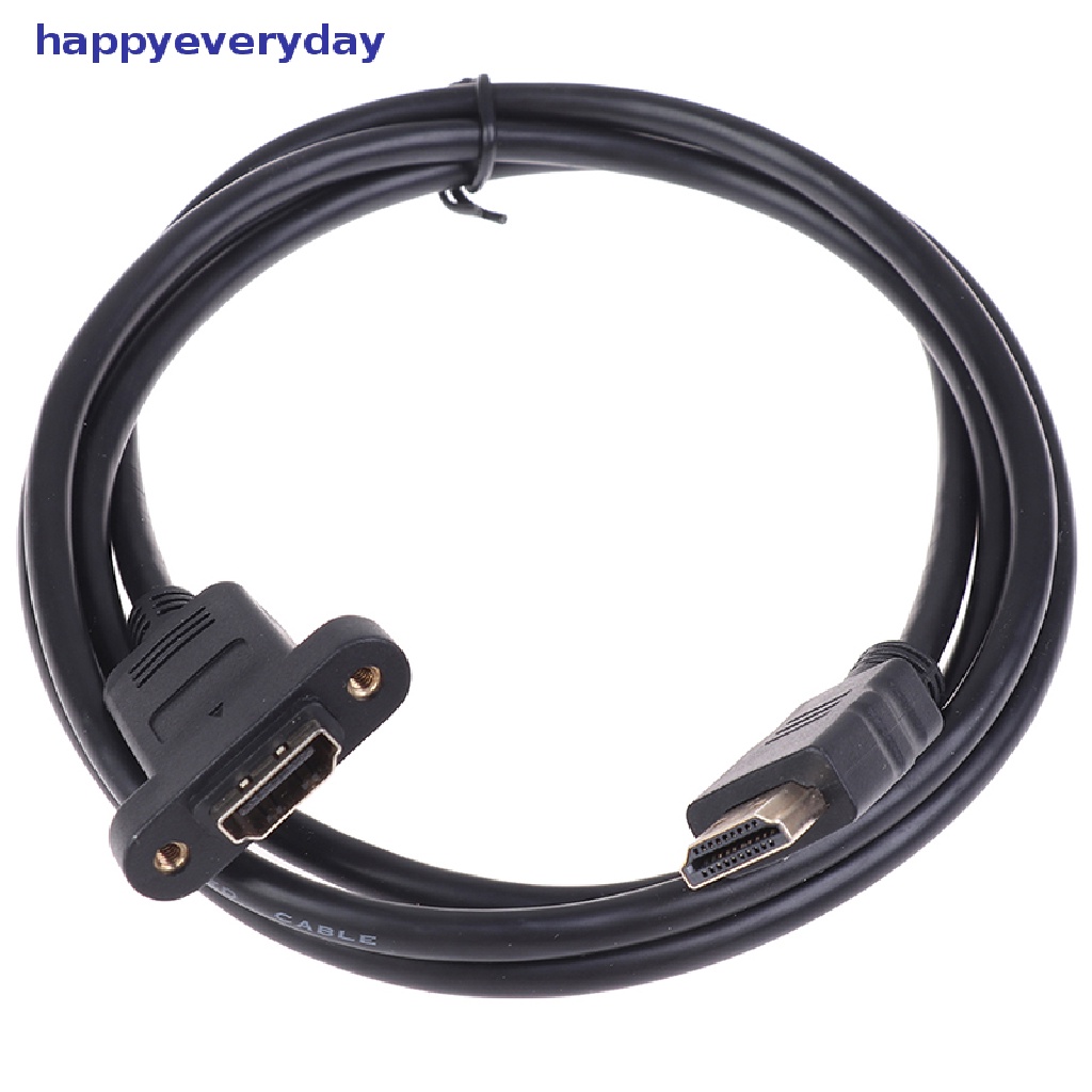 [happy] 1pc Kabel Ekstensi HDMI Male to Female Lapis Emas Dengan Kabel Mount Panel Sekrup [ID]