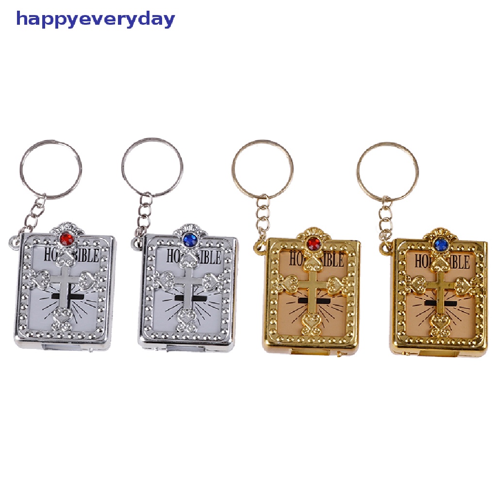 [happy] Gantungan Kunci Kitab Suci Mini Gantungan Kunci Salib Yesus Kristen Religi Keyring [ID]