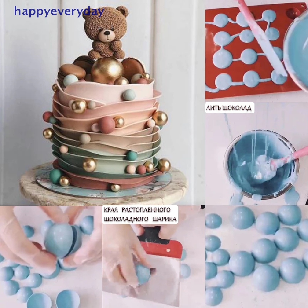 [happy] Cetakan Kue Bentuk Bulat Brown Half Ball Sphere Silicone Chocolate Dessert Mould [ID]