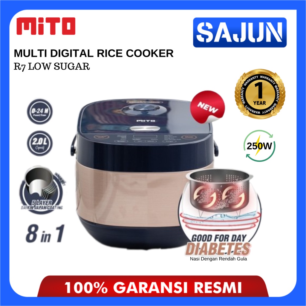 Mito R7 Low Sugar Multi Digital Rice Cooker 2 Liter 8 in 1 Menu