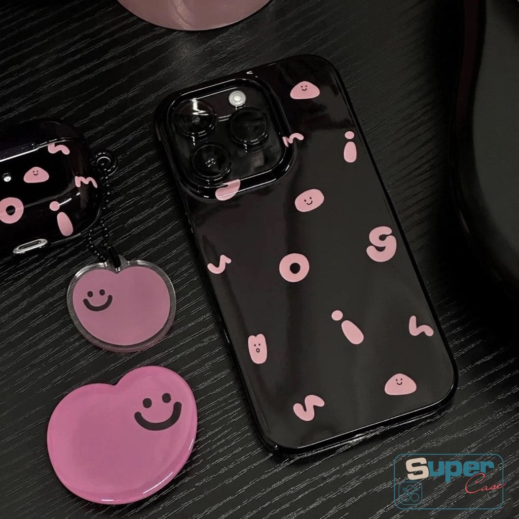 IPHONE Ins Fashion Cute Smiley Halus Case Kompatibel Untuk Iphone8 7plus XR 13 11 14 12 Pro Max X XS Max SE 2020 Alfabet Sederhana Glossy Lembut Tpu Silicon Pasangan Ponsel Case