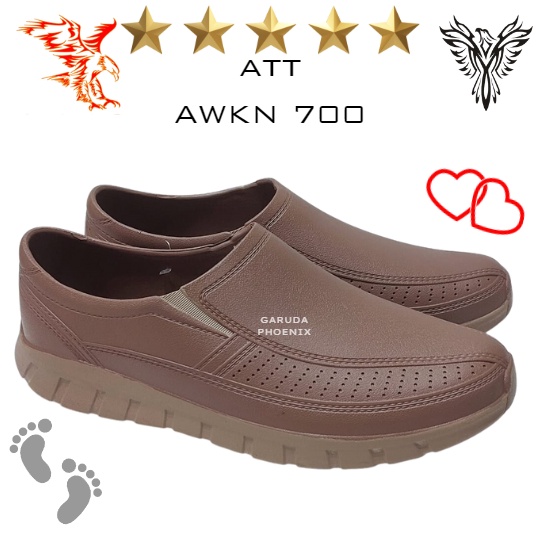 Sepatu Slip On Pria ATT AWKN 700 Cokelat Karet Anti Air Lentur 39-43