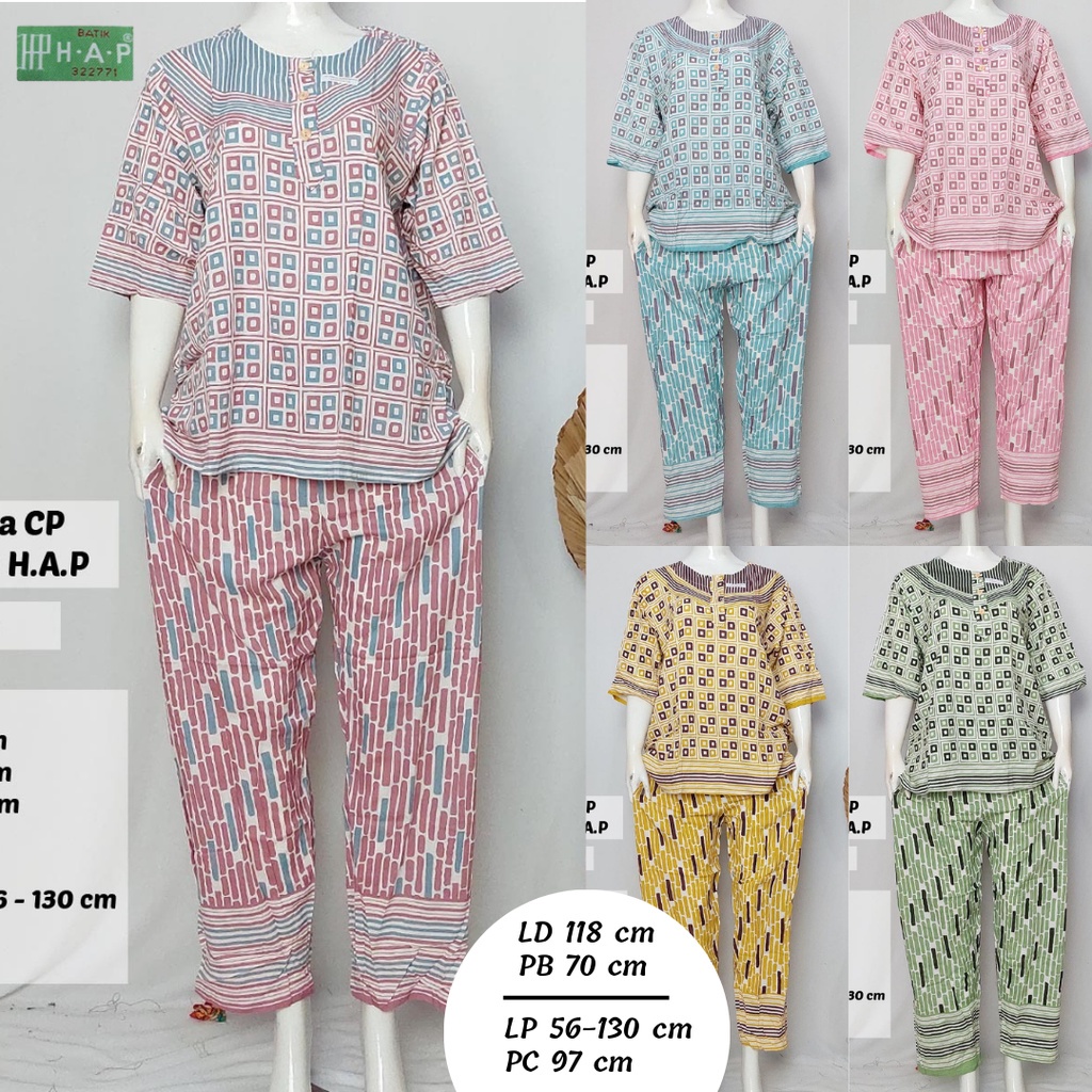 WX75TG COD RC ASMARA Setelan HAP Bu Tejo Merk H.A.P Asli Original Setelan Celana Panjang Lengan 7/8 