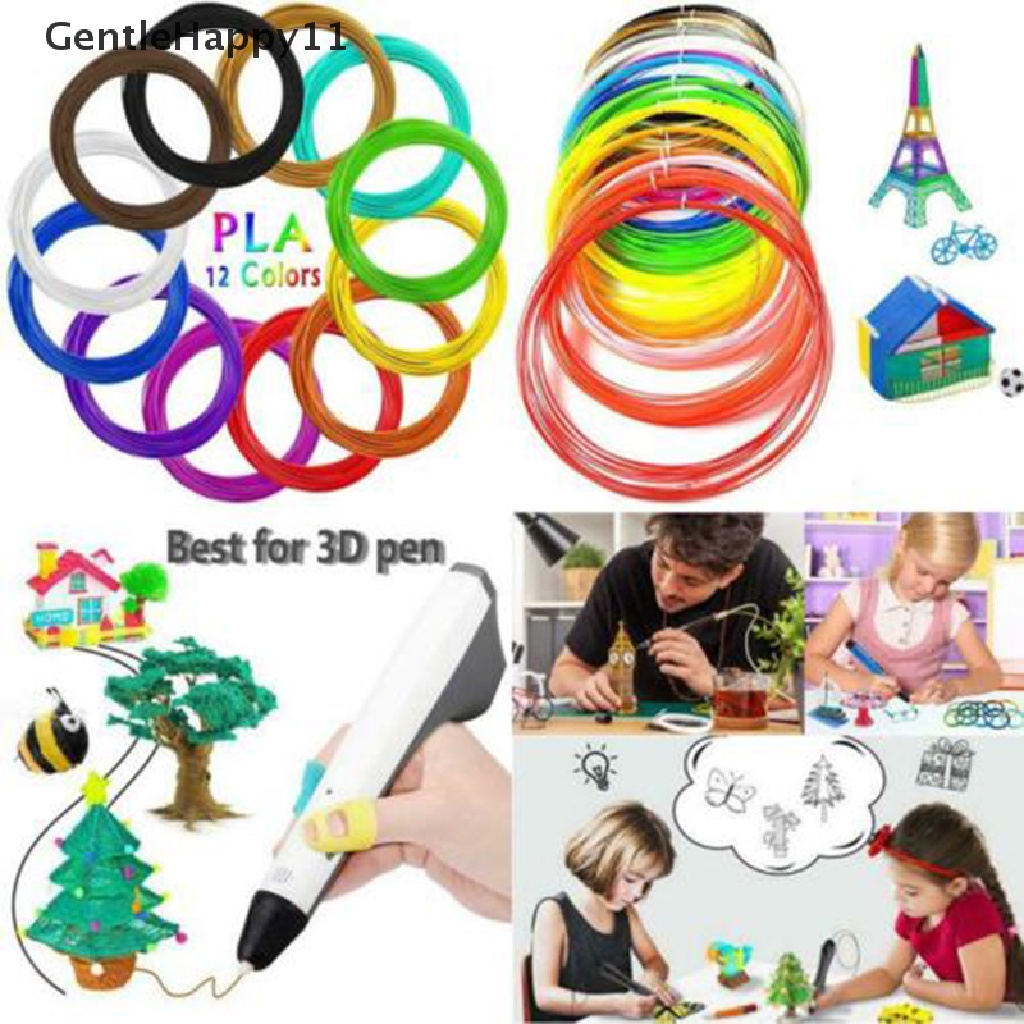 Gentlehappy Filamen Pulpen 3D 12warna 1.75Mm 3m Per Warna Bahan Pring 3D id