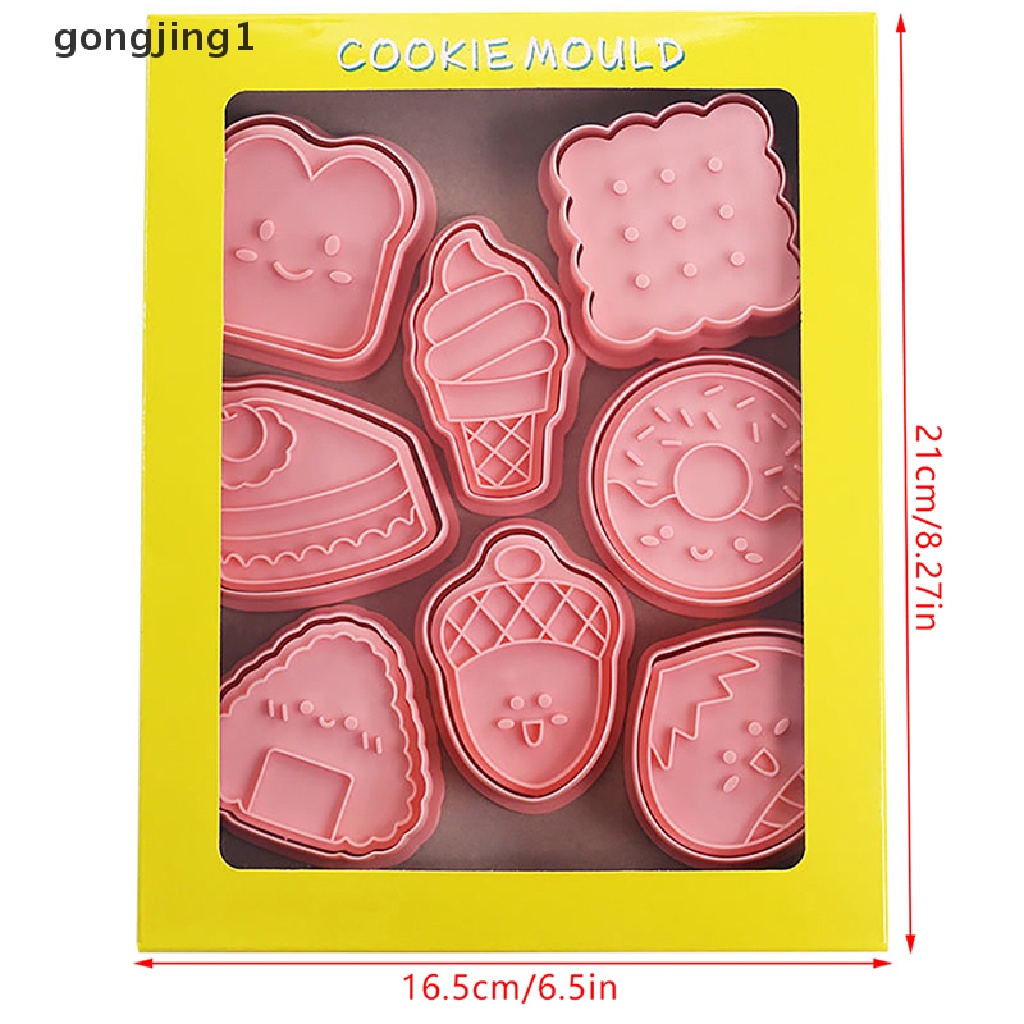 Ggg 8Pcs/set Cookie Cutters Fondant Cutter Cetakan Kue Kering Plastik DIY Fondant Pastry Decorag Baking Alat Masak ID