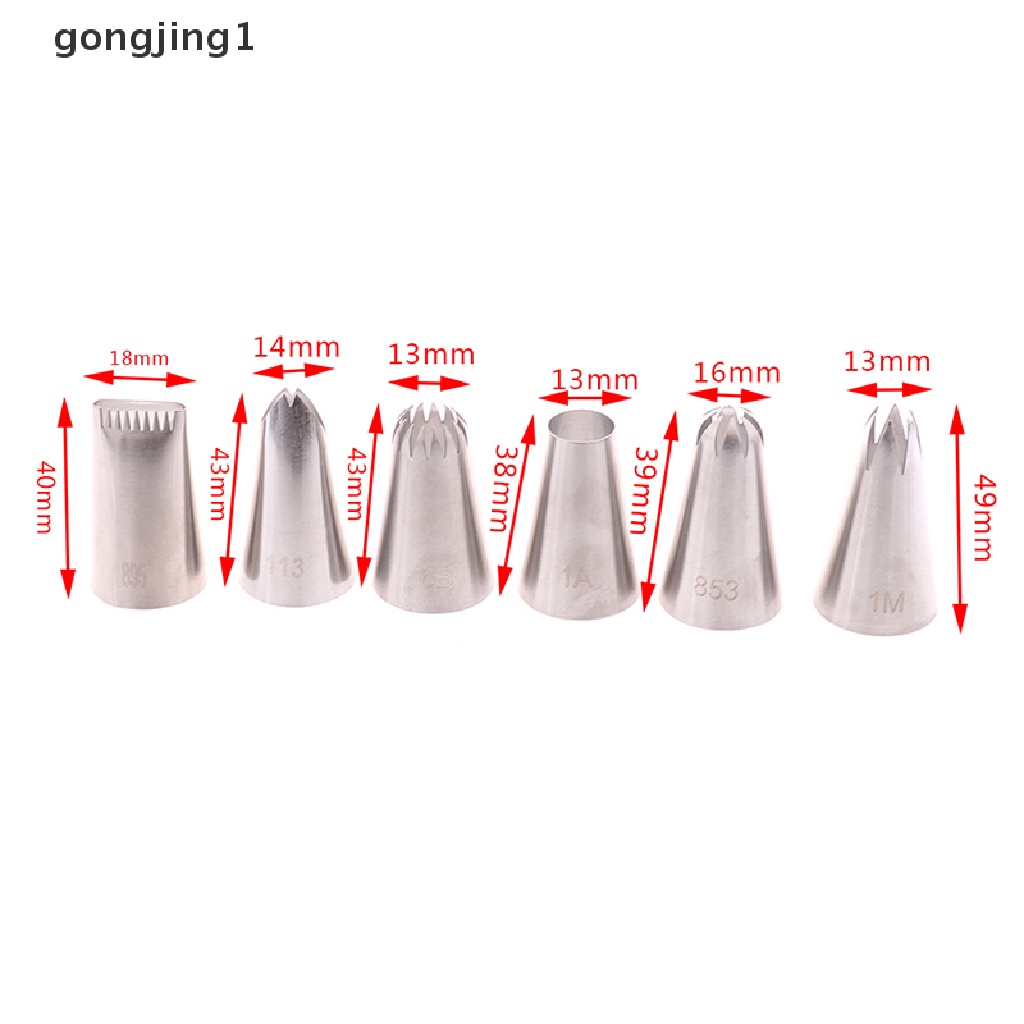 Ggg 6Pcs Stainless Steel Icing Piping Nozzle Kue Cream Tips Set Alat Baking ID