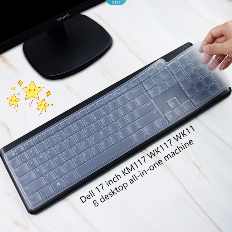 Komputer Desktop Model Dell 17inch KM117 WK117 WK118 Desktop Serba Mesin Keyboard Cover Tahan Air Bisa Dicuci Silikon High Quality Cover Pelindung [ZK]