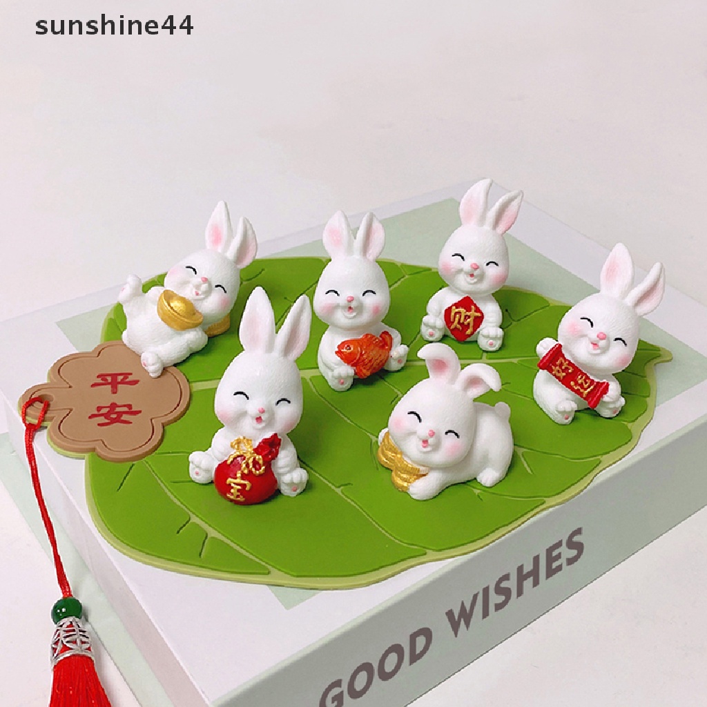 Sunshine 1Pc Lucu Kartun Kelinci Putih Mikro Lanskap Resin Dekorasi Kerajinan Berkebun ID