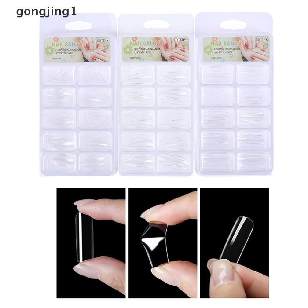 Ggg 1box Peti Mati Transparan Kuku Palsu Bening Balet Keranda Almond Fake Nails Tips ID