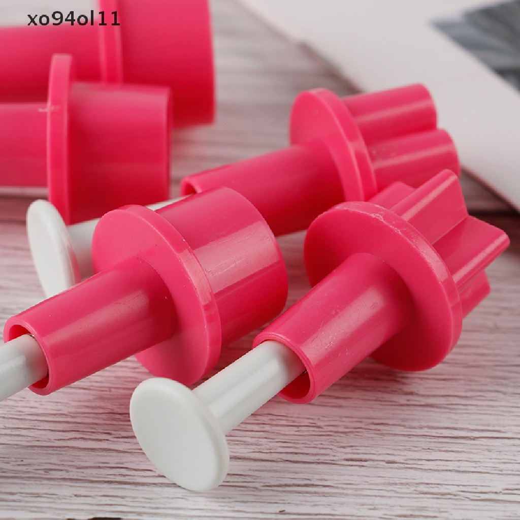 Xo 5pcs Cetakan Kue Kering Cutter Plastik Kancing Bintang Plum Hati Biskuit Sugarcraft OL