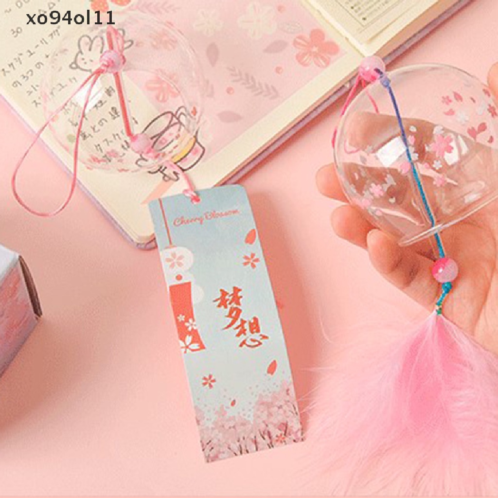 Xo 1pc 1pc Kreatif Jepang Style Hibiscus Decor Pattern Kaca Gantung Lonceng Angin OL
