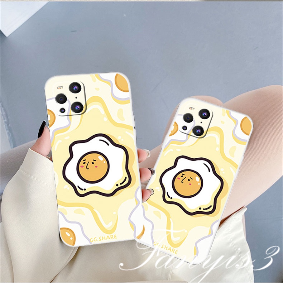 Compatible For iPhone 14 13 12 11 Pro Max X XR Xs Max 7 8 Plus SE 2020 Kompatibel Untuk Fun Poached Egg Phone Case Silicon Lembut Cover Pelindung