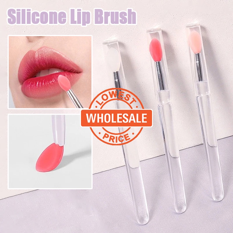 [Harga Grosir] Kuas Bibir Mini Portable Multifungsi Lembut Silicone Lipstik Lip Gloss Eye Shadow Aplikator Perawatan Bibir Makeup Brush Dengan Tutup Alat Makeup Kecantikan Profesional