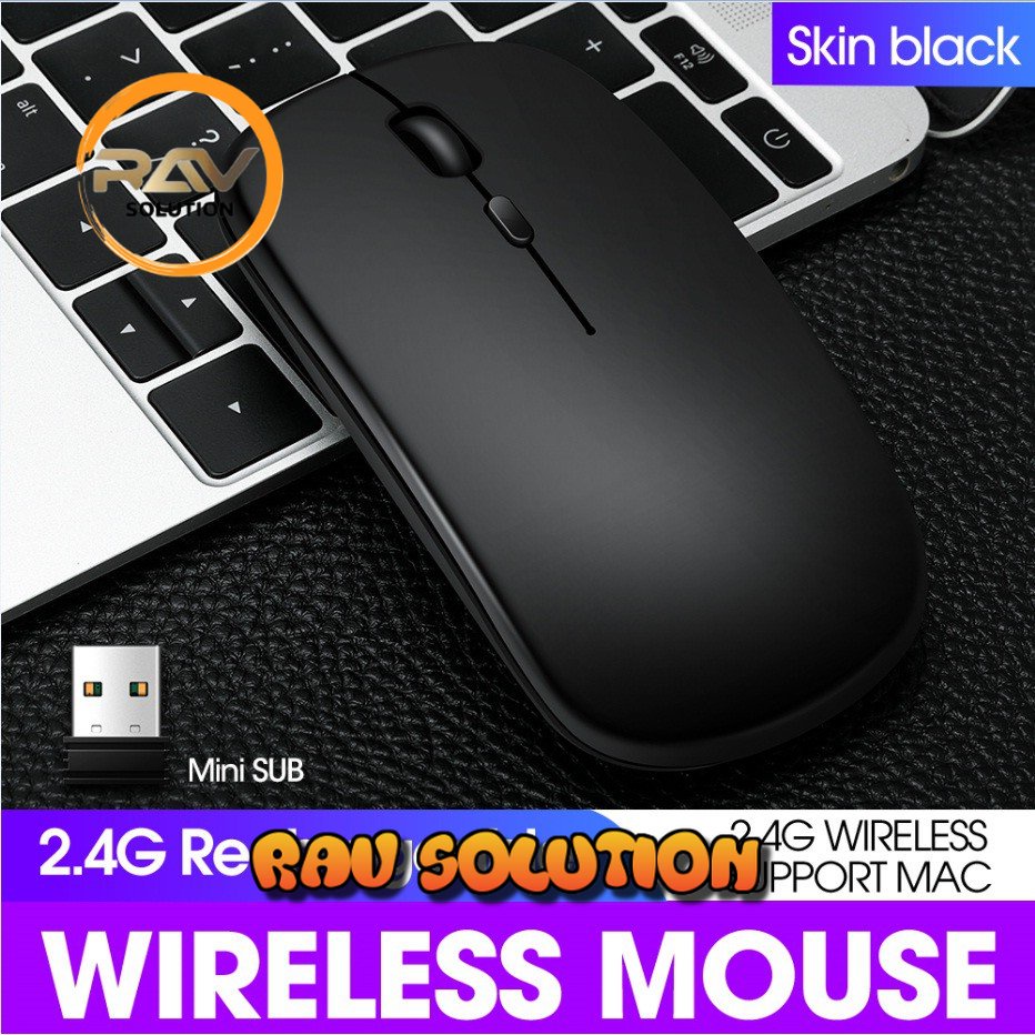 MOUSE WIRELESS APPLE RECHARGEABLE SILENT KLIK BISA DI CHARGE  VN 4