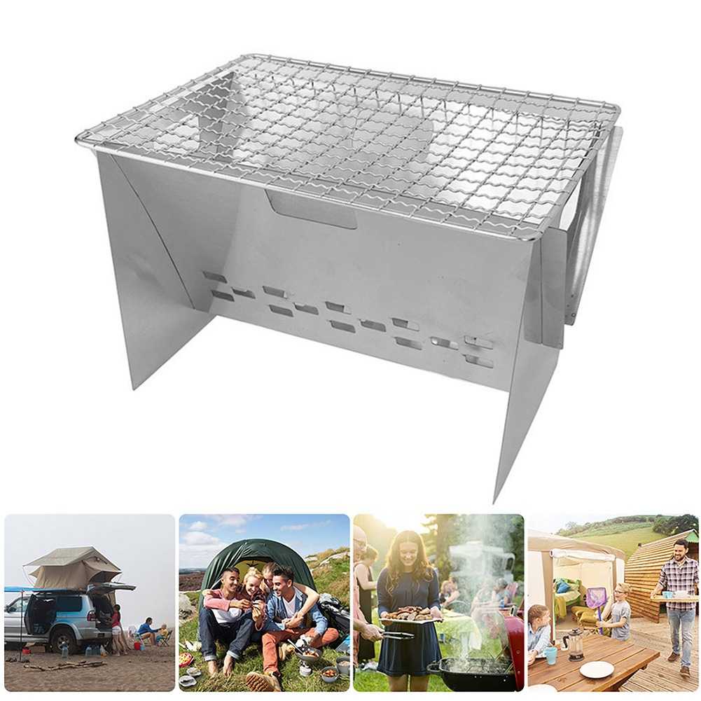 Alat Panggang Pemanggang Panggangan bbq Berbeque Arang Anti Karat Portable Outdoor Grill Stove Foldable Stainles Steel