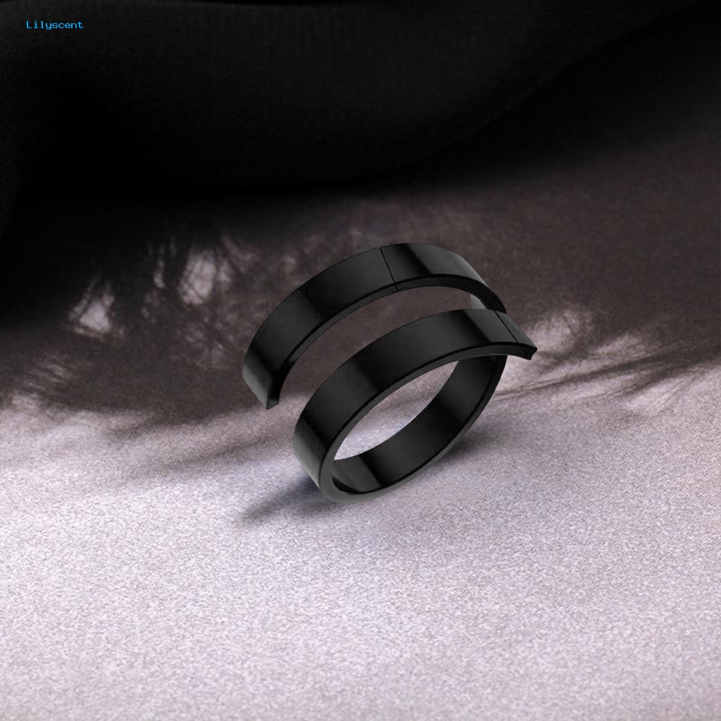 Lilyscent Black/Golden Male Ring Perhiasan Aksesoris Tren Baru Remaja Ring Adjustable